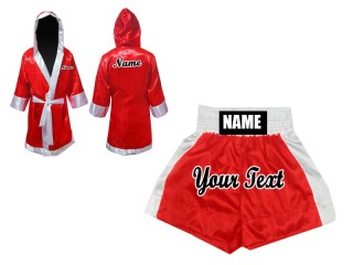 Boxing set - Custom Boxing Shorts and robe : Red
